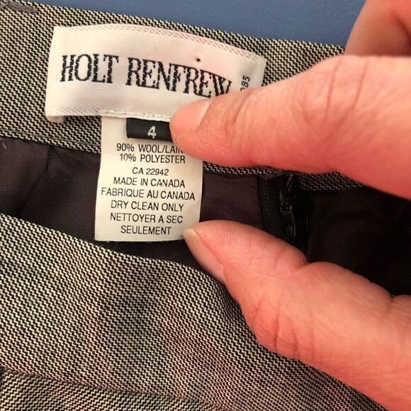 HOLT RENFREW Wool Grey Pencil Suit‎ Skirt Vintage  Sz 4 - Picture 3 of 6